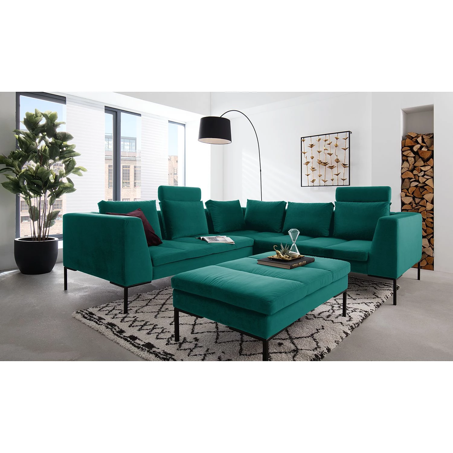 Studio Copenhagen Canapé d’angle Madison II - Velours Shyla: Pétrol - Angle à gauche (vu de face) 7 Studio Copenhagen Canapé d’angle Madison II - Velours Shyla: Pétrol - Angle à gauche (vu de face) – Image 5