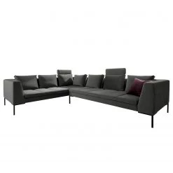 Studio Copenhagen Canapé d’angle Madison III - Velours Shyla: Vert de gris - Angle à gauche (vu de face)