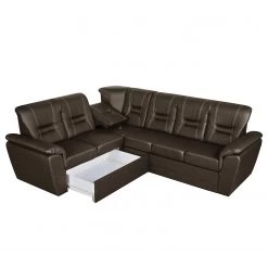 Modoform Canapé d'angle Marquette (convertible) - Angle à gauche (vu de face) 29 Modoform Canapé d'angle Marquette (convertible) - Angle à gauche (vu de face) -Meubles de salon Soldes ecksofa marquette mit schlaffunktion kunstleder dunkelbraun 2 sitzer davorstehend links 4085208