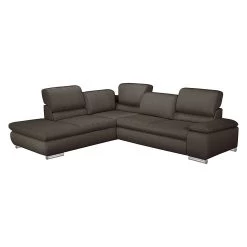 Fredriks Canapé d'angle Masca I - Marron gris - Méridienne courte à gauche (vue de face) - Fonction couchage