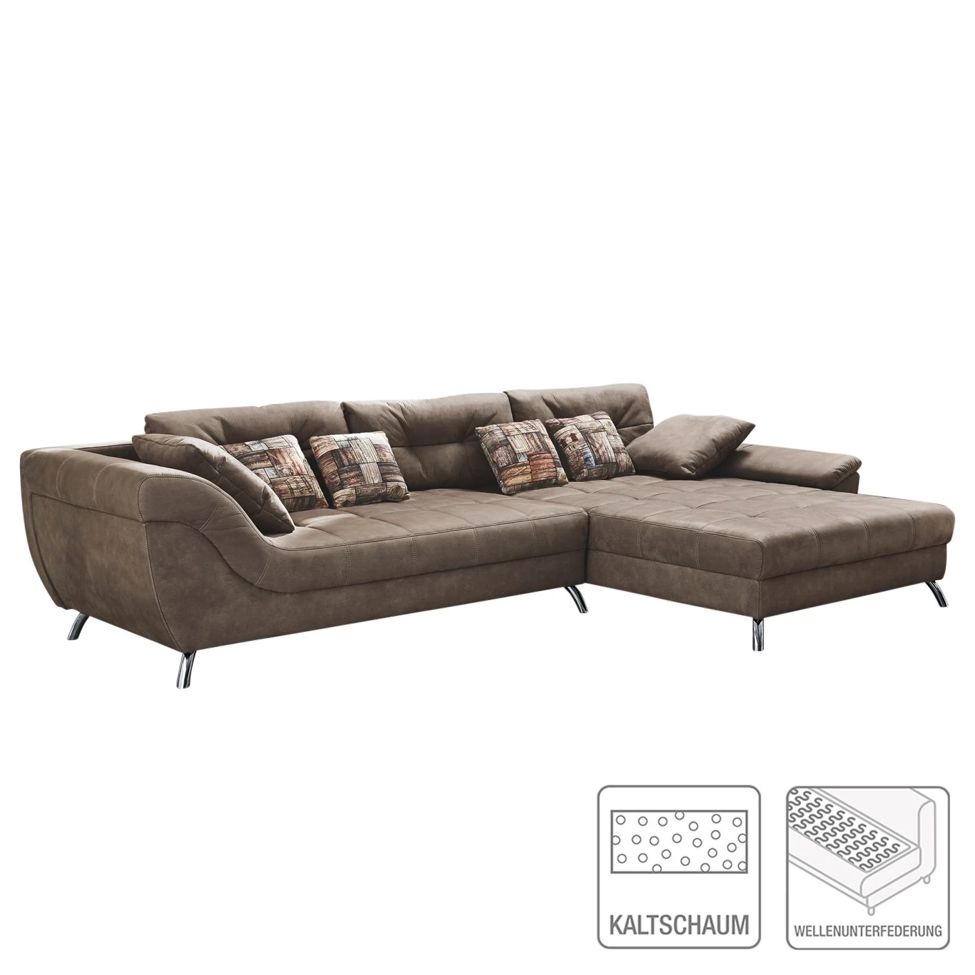 Home Design Canapé d'angle Merizo - Microfibre Marron Méridienne longue montable à gauche ou droite 4 Home Design Canapé d'angle Merizo - Microfibre Marron Méridienne longue montable à gauche ou droite – Image 2