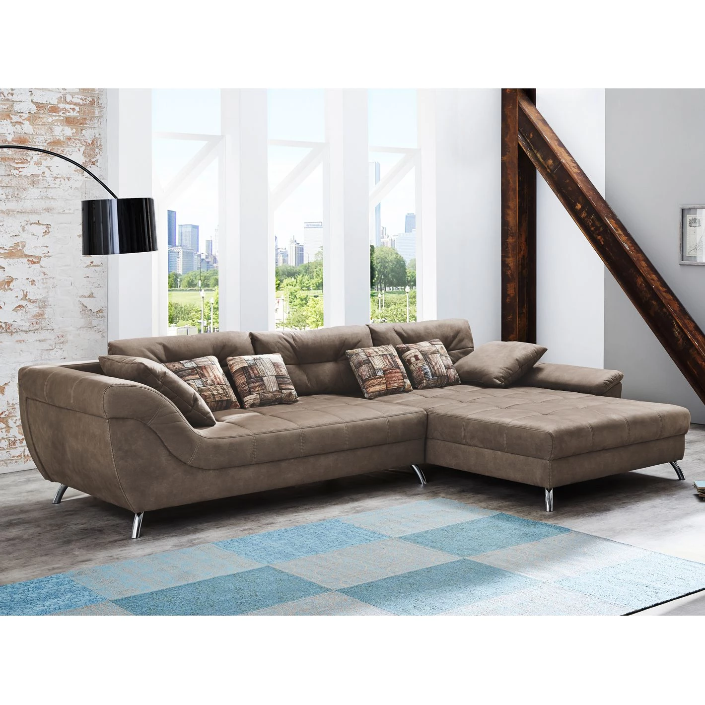 Home Design Canapé d'angle Merizo - Microfibre Marron Méridienne longue montable à gauche ou droite 5 Home Design Canapé d'angle Merizo - Microfibre Marron Méridienne longue montable à gauche ou droite – Image 3