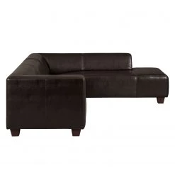 Maison Belfort Canapé d'angle Nespolo Cuir véritable - Méridienne longue à droite (vue de face) -Meubles de salon Soldes ecksofa nespolo echtleder dunkelbraun ottomane davorstehend rechts 4576736