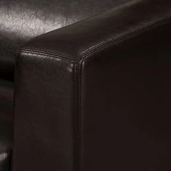 Maison Belfort Canapé d'angle Nespolo - Méridienne longue à gauche (vue de face) -Meubles de salon Soldes ecksofa nespolo kunstleder dunkelbraun ottomane davorstehend links 4576608