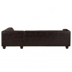 Maison Belfort Canapé d'angle Nespolo Cuir véritable - Méridienne longue à droite (vue de face) -Meubles de salon Soldes ecksofa nespolo kunstleder dunkelbraun ottomane davorstehend rechts 4576536