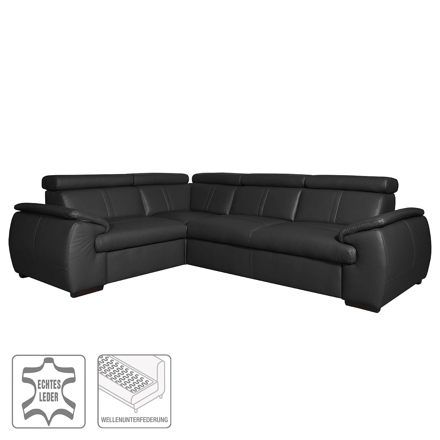 Loftscape Canapé d'angle Olival I - Noir - Angle à droite (vu de face) 4 Loftscape Canapé d'angle Olival I - Noir - Angle à droite (vu de face) – Image 2