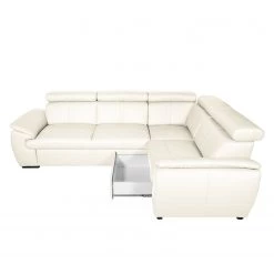 Loftscape Canapé d'angle Olival III - Blanc vieilli - Fonction lit à gauche (vue de face) -Meubles de salon Soldes ecksofa olival iii echtleder schlaffunktion davorstehend links altweiss 4406108