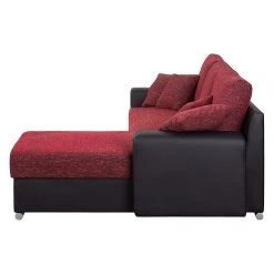 Fredriks Canapé d'angle Dulmen (convertible) - Imitation cuir / Tissu structuré Méridienne à Â  monter gauche ou droite - Noir / Rouge -Meubles de salon Soldes ecksofa palma mit schlaffunktion kunstleder strukturstoff schwarz rot 1150942