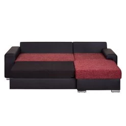 Fredriks Canapé d'angle Dulmen (convertible) - Imitation cuir / Tissu structuré Méridienne à Â  monter gauche ou droite - Noir / Rouge -Meubles de salon Soldes ecksofa palma mit schlaffunktion kunstleder strukturstoff schwarz rot 1150974