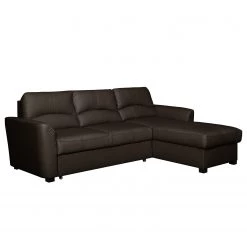 Canapé d'angle Parilla (convertible) - Marron vintage - Méridienne courte à droite (vue de face)