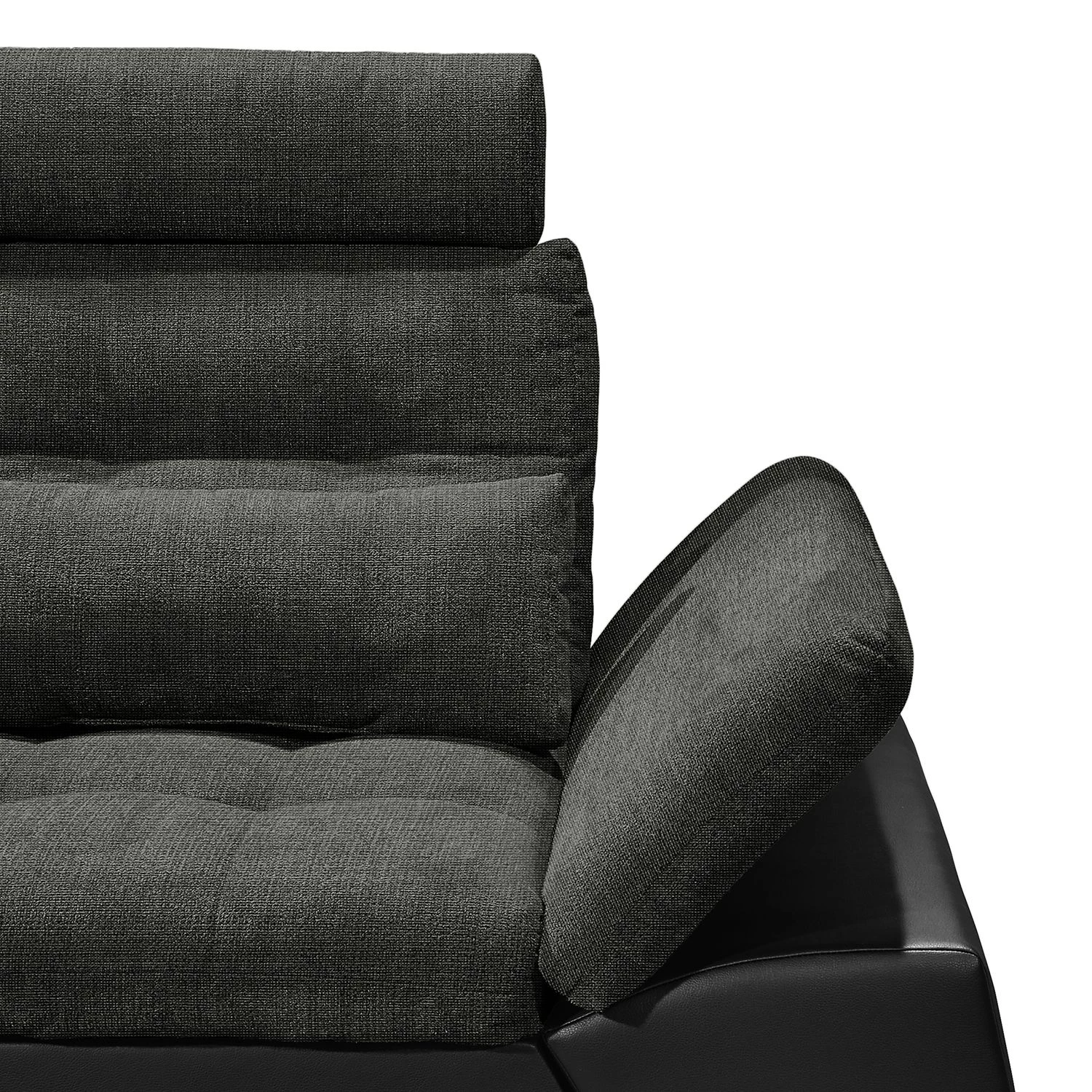 Fredriks Canapé d'angle Puntiro (convertible) - Cuir synthétique Lilo / Tissu structuré Satur: Noit / Anthracite 7 Fredriks Canapé d'angle Puntiro (convertible) - Cuir synthétique Lilo / Tissu structuré Satur: Noit / Anthracite – Image 5