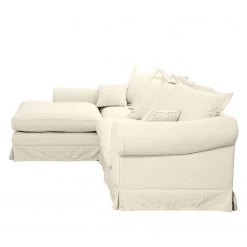 Maison Belfort Canapé d'angle Saltum - Blanc crème - Méridienne courte à gauche (vue de face) -Meubles de salon Soldes ecksofa saltum webstoff longchair davorstehend links cremeweiss 4214072