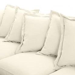 Maison Belfort Canapé d'angle Saltum - Blanc crème - Méridienne courte à gauche (vue de face) -Meubles de salon Soldes ecksofa saltum webstoff longchair davorstehend rechts cremeweiss 4214028