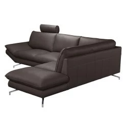 Loftscape Canapé d'angle Sharon - Mocca - Méridienne courte à droite (vue de face) - Avec appui-tête -Meubles de salon Soldes ecksofa sharon echtleder mocca ottomane davorstehend rechts 414692