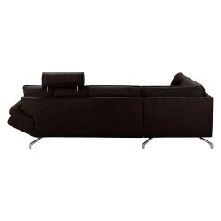 Loftscape Canapé d'angle Sharon - Tissu marron - noir - Méridienne à gauche (vue de face) - 2 appuis-tête -Meubles de salon Soldes ecksofa sharon webstoff braun schwarz ottomane davorstehend links 414238