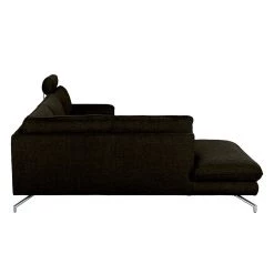 Loftscape Canapé d'angle Sharon - Tissu marron - noir - Méridienne à gauche (vue de face) - 2 appuis-tête -Meubles de salon Soldes ecksofa sharon webstoff braun schwarz ottomane davorstehend links 414239
