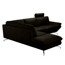 Loftscape Canapé d'angle Sharon - Tissu marron - noir - Méridienne à gauche (vue de face) - 2 appuis-tête -Meubles de salon Soldes ecksofa sharon webstoff braun schwarz ottomane davorstehend links 414241
