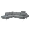 Loftscape Canapé d'angle Sharon - Tissu gris - Méridienne à gauche (vue de face) - 2 appuis-tête -Meubles de salon Soldes ecksofa sharon webstoff grau ottomane davorstehend links 414297