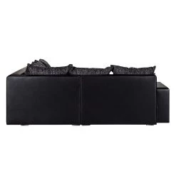 Fredriks Canapé d'angle Sibenik - Méridienne courte à droite (vue de face) - Sans repose-pieds -Meubles de salon Soldes ecksofa sibenik kunstleder schwarz strukturstoff schwarz grau ottomane davorstehend rechts 399240