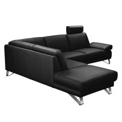 Loftscape Canapé d'angle Silvano - Sans appui-tête -Meubles de salon Soldes ecksofa silvano echtleder schwarz ottomane davorstehend links 444139
