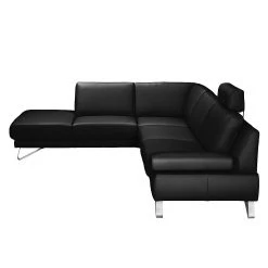 Loftscape Canapé d'angle Silvano - Sans appui-tête -Meubles de salon Soldes ecksofa silvano echtleder schwarz ottomane davorstehend links 444143