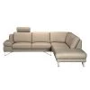 Loftscape Canapé d'angle Silvano - Cuir synthétique taupe - Méridienne à droite (vue de face) - 1 appui-tête -Meubles de salon Soldes ecksofa silvano kunstleder taupe ottomane davorstehend rechts 443770