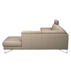Loftscape Canapé d'angle Silvano - Cuir synthétique taupe - Méridienne à droite (vue de face) - 1 appui-tête -Meubles de salon Soldes ecksofa silvano kunstleder taupe ottomane davorstehend rechts 443772