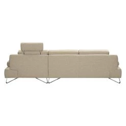 Loftscape Canapé d'angle Silvano - Tissu beige - Méridienne à droite (vue de face) Sans appui-tête -Meubles de salon Soldes ecksofa silvano webstoff beige longchair davorstehend rechts 514681