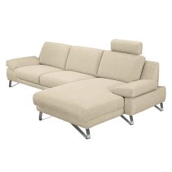 Loftscape Canapé d'angle Silvano - Tissu beige - Méridienne à droite (vue de face) Sans appui-tête -Meubles de salon Soldes ecksofa silvano webstoff beige longchair davorstehend rechts 514683