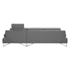 Loftscape Canapé d'angle Silvano - Imitation cuir gris - Méridienne à droite (vue de face) Avec 1 appui-tête -Meubles de salon Soldes ecksofa silvano webstoff grau longchair davorstehend rechts 514725