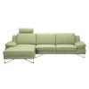 Loftscape Canapé d'angle Silvano - Tissu vert - Méridienne à gauche (vue de face) Sans appui-tête -Meubles de salon Soldes ecksofa silvano webstoff gruen longchair davorstehend links 514143
