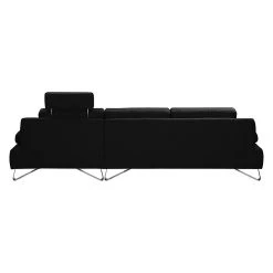 Loftscape Canapé d'angle Silvano - Tissu noir - Méridienne à droite (vue de face) Sans appui-tête -Meubles de salon Soldes ecksofa silvano webstoff schwarz longchair davorstehend rechts 514698