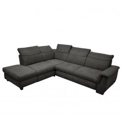 Ars Natura Canapé d'angle Sunny Corner - Tissu structuré - Gris marron - Méridienne longue à gauche (vue de face) - Appui-tête réglable -Meubles de salon Soldes ecksofa sunny corner strukturstoff ottomane davorstehend links ohne schlaffunktion braungrau 4600052