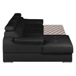 Loftscape Canapé d'angle Tuja - Noir - Méridienne courte à gauche (vue de face) -Meubles de salon Soldes ecksofa tuja kunstleder longchair ottomane davorstehend links schwarz 1954922