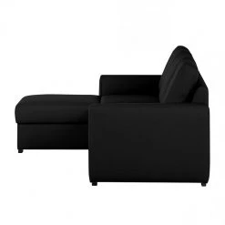 Loftscape Canapé d'angle Venezia - Avec fonction couchage - Cuir véritable - Méridienne montable à gauche et à droite - Noir -Meubles de salon Soldes ecksofa venezia mit schlaffunktion echtleder schwarz longchair davorstehend links 287594