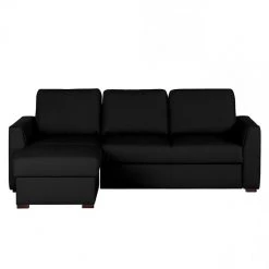 Loftscape Canapé d'angle Venezia - Avec fonction couchage - Cuir véritable - Méridienne montable à gauche et à droite - Noir -Meubles de salon Soldes ecksofa venezia mit schlaffunktion echtleder schwarz longchair davorstehend links 287596