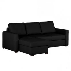 Loftscape Canapé d'angle Venezia - Avec fonction couchage - Cuir véritable - Méridienne montable à gauche et à droite - Noir -Meubles de salon Soldes ecksofa venezia mit schlaffunktion echtleder schwarz longchair davorstehend links 287597