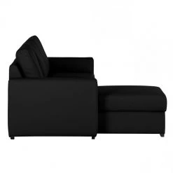 Loftscape Canapé d'angle Venezia - Avec fonction couchage - Cuir véritable - Méridienne montable à gauche et à droite - Noir -Meubles de salon Soldes ecksofa venezia mit schlaffunktion echtleder schwarz longchair davorstehend links 287598