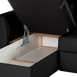 Loftscape Canapé d'angle Venezia - Avec fonction couchage - Cuir véritable - Méridienne montable à gauche et à droite - Noir -Meubles de salon Soldes ecksofa venezia mit schlaffunktion echtleder schwarz longchair davorstehend links 287604