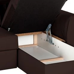 Loftscape Canapé d'angle Venezia - Avec fonction couchage - Imitation cuir - Méridienne montable à gauche et à droite - Marron -Meubles de salon Soldes ecksofa venezia mit schlaffunktion kunstleder braun 253327