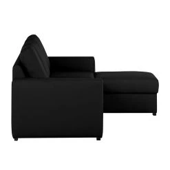 Loftscape Canapé d'angle Venezia - Avec fonction couchage - Imitation cuir - Méridienne montable à gauche et à droite - Noir -Meubles de salon Soldes ecksofa venezia mit schlaffunktion kunstleder schwarz 257543