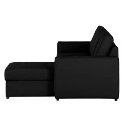 Loftscape Canapé d'angle Venezia - Avec fonction couchage - Imitation cuir - Méridienne montable à gauche et à droite - Noir -Meubles de salon Soldes ecksofa venezia mit schlaffunktion kunstleder schwarz 257547