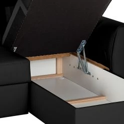Loftscape Canapé d'angle Venezia - Avec fonction couchage - Imitation cuir - Méridienne montable à gauche et à droite - Noir -Meubles de salon Soldes ecksofa venezia mit schlaffunktion kunstleder schwarz 257548
