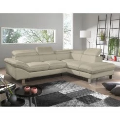 Cotta Canapé d'angle Waiho II - Beige chaud - Méridienne courte à droite (vue de face) - Sans fonction couchage -Meubles de salon Soldes ecksofa waiho ii echtleder longchair ottomane davorstehend rechts mit schlaffunktion warmes beige 3525701