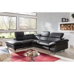 Cotta Canapé d'angle Waiho - Noir - Méridienne courte à gauche (vue de face) - Fonction relaxation - Coffre de lit - Fonction couchage -Meubles de salon Soldes ecksofa waiho kunstleder longchair ottomane davorstehend links mit schlaffunktion schwarz 3924076