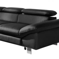 Cotta Canapé d'angle Waiho - Noir - Méridienne courte à gauche (vue de face) - Fonction relaxation - Coffre de lit - Fonction couchage -Meubles de salon Soldes ecksofa waiho kunstleder longchair ottomane davorstehend links mit schlaffunktion schwarz 3924096