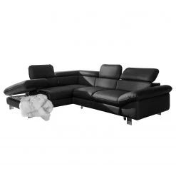 Cotta Canapé d'angle Waiho - Noir - Méridienne courte à gauche (vue de face) - Fonction relaxation - Coffre de lit - Fonction couchage -Meubles de salon Soldes ecksofa waiho kunstleder longchair ottomane davorstehend links mit schlaffunktion schwarz 3924108