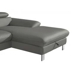 Cotta Canapé d'angle Waiho - Gris foncé - Méridienne courte à droite (vue de face) - Sans fonction couchage -Meubles de salon Soldes ecksofa waiho kunstleder longchair ottomane davorstehend rechts ohne schlaffunktion dunkelgrau 3467461