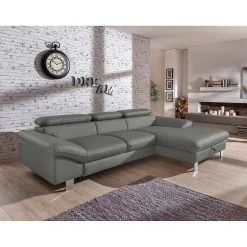 Cotta Canapé d'angle Waiho - Gris foncé - Méridienne courte à droite (vue de face) - Sans fonction couchage -Meubles de salon Soldes ecksofa waiho kunstleder longchair ottomane davorstehend rechts ohne schlaffunktion dunkelgrau 3467465