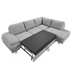 Loftscape Canapé d'angle Wasillas - Gris - Méridienne courte à droite (vue de face) - Coffre de lit - Fonction couchage -Meubles de salon Soldes ecksofa wasillas webstoff longchair ottomane davorstehend rechts mit schlaffunktion grau 3477617